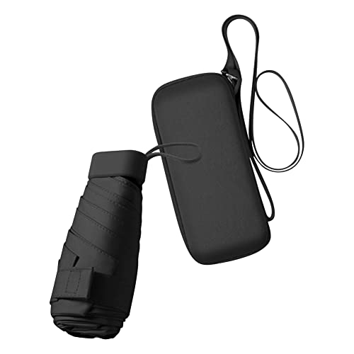LICHENGTAI Klein Regenschir Sturmfest Taschenschirm Dünner und Ultraleichter Regenschirm Windfest mit Kapselbox, Sonne UV Kompakter Faltbarer Taschenschirm für Herren und Damen von LICHENGTAI