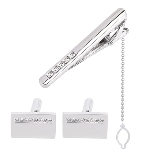 LICHENGTAI Krawattennadel mit Manschettenknöpfen, Klassische Metall Krawattenklammern Tie Clip Krawatten Krawatte für Herren Männer Alltag Hochzeit Jahrestag Geschäft Vatertagsgeschenke von LICHENGTAI