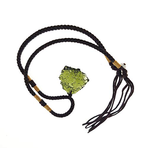 LICHENGTAI Moldavit Kristall Halskette, Unregelmäßiger Stein Anhänger Natürlicher Kristall Energie Stein mit Seil, Kristall Energie Stein Halskette Geschenk für Frauen Männer, 3-5g von LICHENGTAI