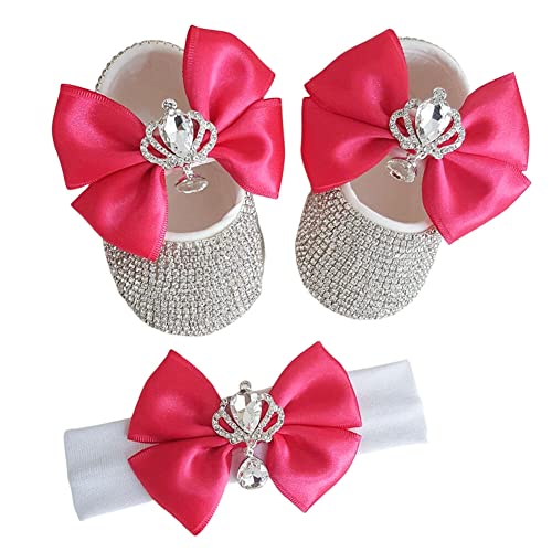 LICHENGTAI Neugeborene Fotografie Requisiten Baby Schuhe Weichen Boden Stirnband Mädchen Baby Schuhe Foto Prop Besondere Anlässe Taufe Hochzeit Party Schuhe Fotoshooting Zubehör für 0-6 Monate von LICHENGTAI
