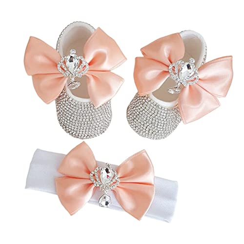 LICHENGTAI Neugeborene Fotografie Requisiten Baby Schuhe Weichen Boden Stirnband Mädchen Baby Schuhe Foto Prop Besondere Anlässe Taufe Hochzeit Party Schuhe Fotoshooting Zubehör für 12-18 Monate von LICHENGTAI