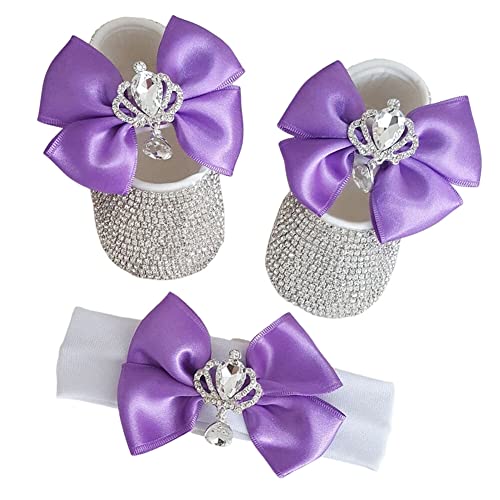 LICHENGTAI Neugeborene Fotografie Requisiten Baby Schuhe Weichen Boden Stirnband Mädchen Baby Schuhe Foto Prop Besondere Anlässe Taufe Hochzeit Party Schuhe Fotoshooting Zubehör für 12-18 Monate von LICHENGTAI