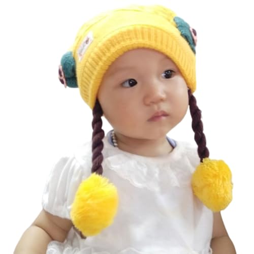 LICHENGTAI Perückenkappe, Süße Weiche Winterstrickmütze Warm Perücke Geflochtene Frauen Perücke Hut Maskerade Kostümzubehör für Wintermode Partys Cosplay von LICHENGTAI