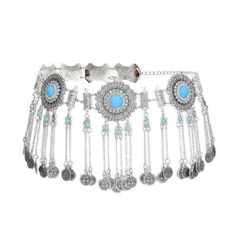 LICHENGTAI Retro Bauchkette Frauen Perle Quastenkette Kristall Strass Kette Bauchtanz Quaste Gürtel Runde Münze Hüfttuch National Kleidung Zubehör Für Frauen Und Mädchen von LICHENGTAI