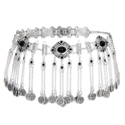 LICHENGTAI Retro Bauchkette Frauen Perle Quastenkette Kristall Strass Kette Bauchtanz Quaste Gürtel Runde Münze Hüfttuch National Kleidung Zubehör Für Frauen Und Mädchen von LICHENGTAI