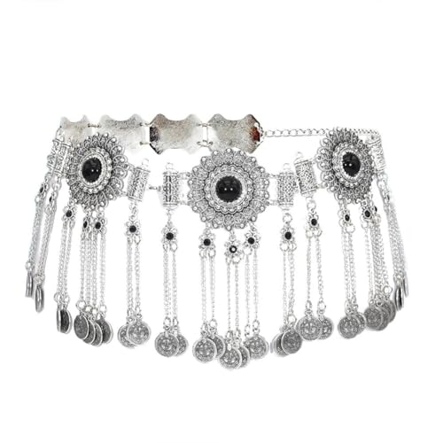 LICHENGTAI Retro Bauchkette Frauen Perle Quastenkette Kristall Strass Kette Bauchtanz Quaste Gürtel Runde Münze Hüfttuch National Kleidung Zubehör Für Frauen Und Mädchen von LICHENGTAI