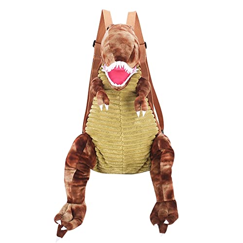 LICHENGTAI Rucksack Plüsch Tier Dino, 3D Plüschrucksack Dinosaurier Kinder Rucksäcke Kindergarten Vorschule Kleinkind Rucksack für Kindergarten Mädchen und Jungen, Braun von LICHENGTAI