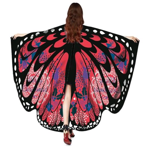 LICHENGTAI Schmetterling Umhang Damen Farbverlauf Bunte Druck Schmetterlingflügel Schal Fee Flügel Umhang Schal Pixie Cosplay Zubehör für Fasching Party Halloween Cosplay Karneval von LICHENGTAI