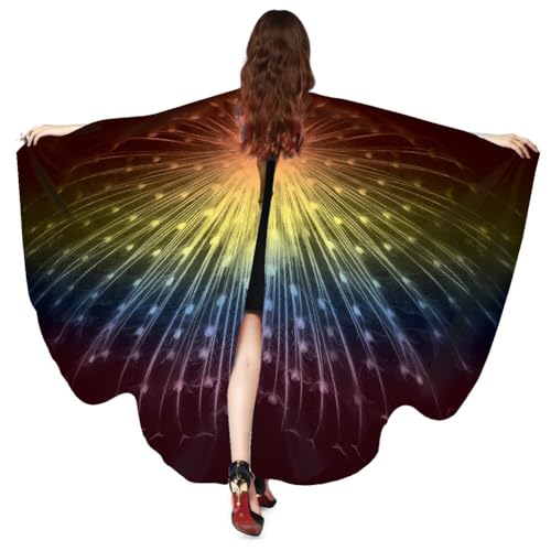 LICHENGTAI Schmetterling Umhang Damen Halloween Schmetterlingsflügel Erwachsene Poncho Umhang Zubehör für Party Halloween Weihnachten Kostüm Cosplay Karneval Fasching von LICHENGTAI