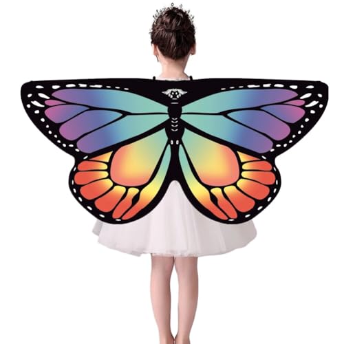 LICHENGTAI Schmetterlingsflügel Kinder Schmetterling Kostüm Schmetterling Pixie Cape Mädchen Faschingskostüm Prinzessin Party Gastgeschenke für Karneval, Geburtstagsfeiern, Fastnacht, Rollenspiele von LICHENGTAI