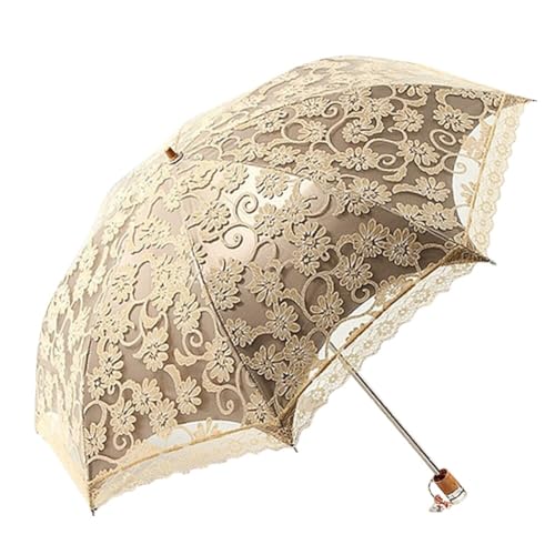 LICHENGTAI Spitze Sonnenschirm Damen Regenschirm UV-Schutz Faltbarer Kompakter Regenschirm Vintage Hochzeit Brautschirm Spitzenschirm für Outdoor Camping, Hochzeit, Party und Fotoshooting von LICHENGTAI