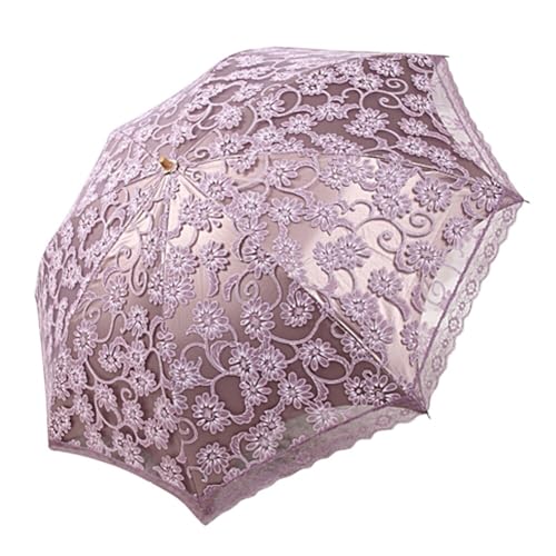 LICHENGTAI Spitze Sonnenschirm Damen Regenschirm UV-Schutz Faltbarer Kompakter Regenschirm Vintage Hochzeit Brautschirm Spitzenschirm für Outdoor Camping, Hochzeit, Party und Fotoshooting von LICHENGTAI