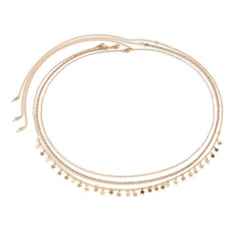 LICHENGTAI Strass Taillenkette Damen Körperkette Metall Geschichtet Bauchkette Body Chain Sexy Heiße Mädchen Körperkette Festival Schmuck Accessoires Sommerstrandkette für Einkaufen Konzert Aufführung von LICHENGTAI