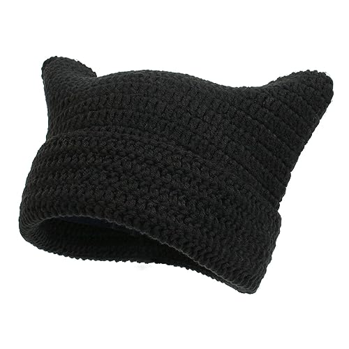 LICHENGTAI Strickmützen Damen Katzenohrmütze Eleganter Gestrickte Winter Beanie Hüte Frauen Warme Wintermützen Klassische Weiche Mütze Skimütze Mütze für Homeskiing Wandern Skiwandern von LICHENGTAI