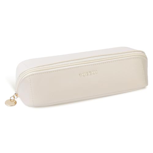 LICHENGTAI Tragbar Federmäppchen, Einfaches PU Leder Stifteetui Einfarbiges Federmäppchen Große Kapazität Federtasche Pencil Case mit Reißverschluss für Schule und Büro von LICHENGTAI