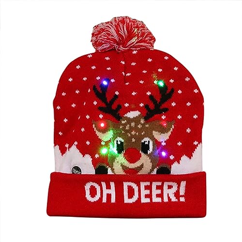 LICHENGTAI Weihnachtsmütze Strickmütze LED Licht Wintermütze Wollmütze Unisex Weihnachts Gestrickte Mütze Warme Beanie Hat Nikolausmütze Santa Mütze Kinder Männer Frauen Damen von LICHENGTAI