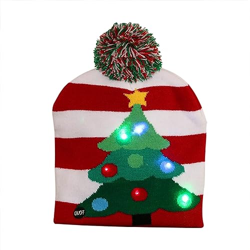 LICHENGTAI Weihnachtsmütze Strickmütze LED Licht Wintermütze Wollmütze Unisex Weihnachts Gestrickte Mütze Warme Beanie Hat Nikolausmütze Santa Mütze Kinder Männer Frauen Damen von LICHENGTAI