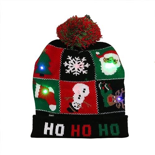 LICHENGTAI Weihnachtsmütze Strickmütze LED Licht Wintermütze Wollmütze Unisex Weihnachts Gestrickte Mütze Warme Beanie Hat Nikolausmütze Santa Mütze Kinder Männer Frauen Damen von LICHENGTAI