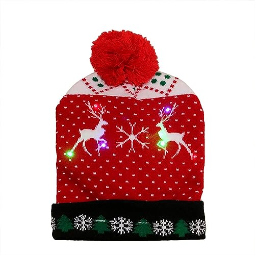 LICHENGTAI Weihnachtsmütze Strickmütze LED Licht Wintermütze Wollmütze Unisex Weihnachts Gestrickte Mütze Warme Beanie Hat Nikolausmütze Santa Mütze Kinder Männer Frauen Damen von LICHENGTAI