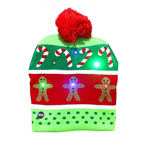 LICHENGTAI Weihnachtsmütze Strickmütze LED Licht Wintermütze Wollmütze Unisex Weihnachts Gestrickte Mütze Warme Beanie Hat Nikolausmütze Santa Mütze Kinder Männer Frauen Damen von LICHENGTAI