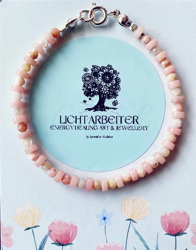 Anden Opal Feine Rosa Perlen Sterling Silber Heishi Filigranes Armband Anden Opal Feine Rosa Perlen Sterling Silber Heishi Filigranes Armband von LICHTARBEITERbyJenny