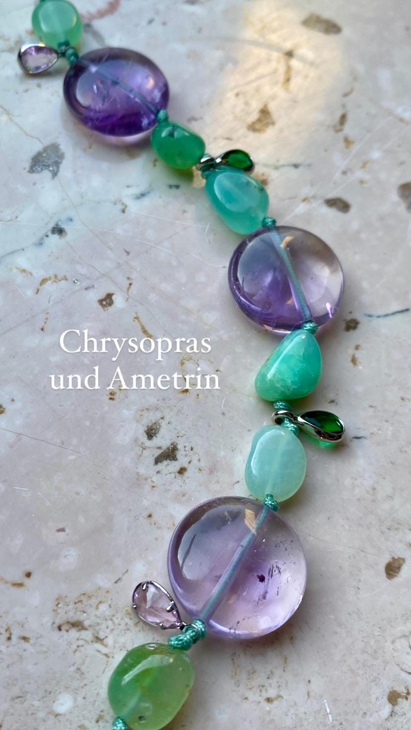 Chrysopras Und Ametrin Armband, Mit Kleinen Kristall Anhängern A Qualität Handgefertigt Chrysopras Und Ametrin Armband, Mit Kleinen Kristall Anhängern A Qualität Handgefertigt von LICHTARBEITERbyJenny