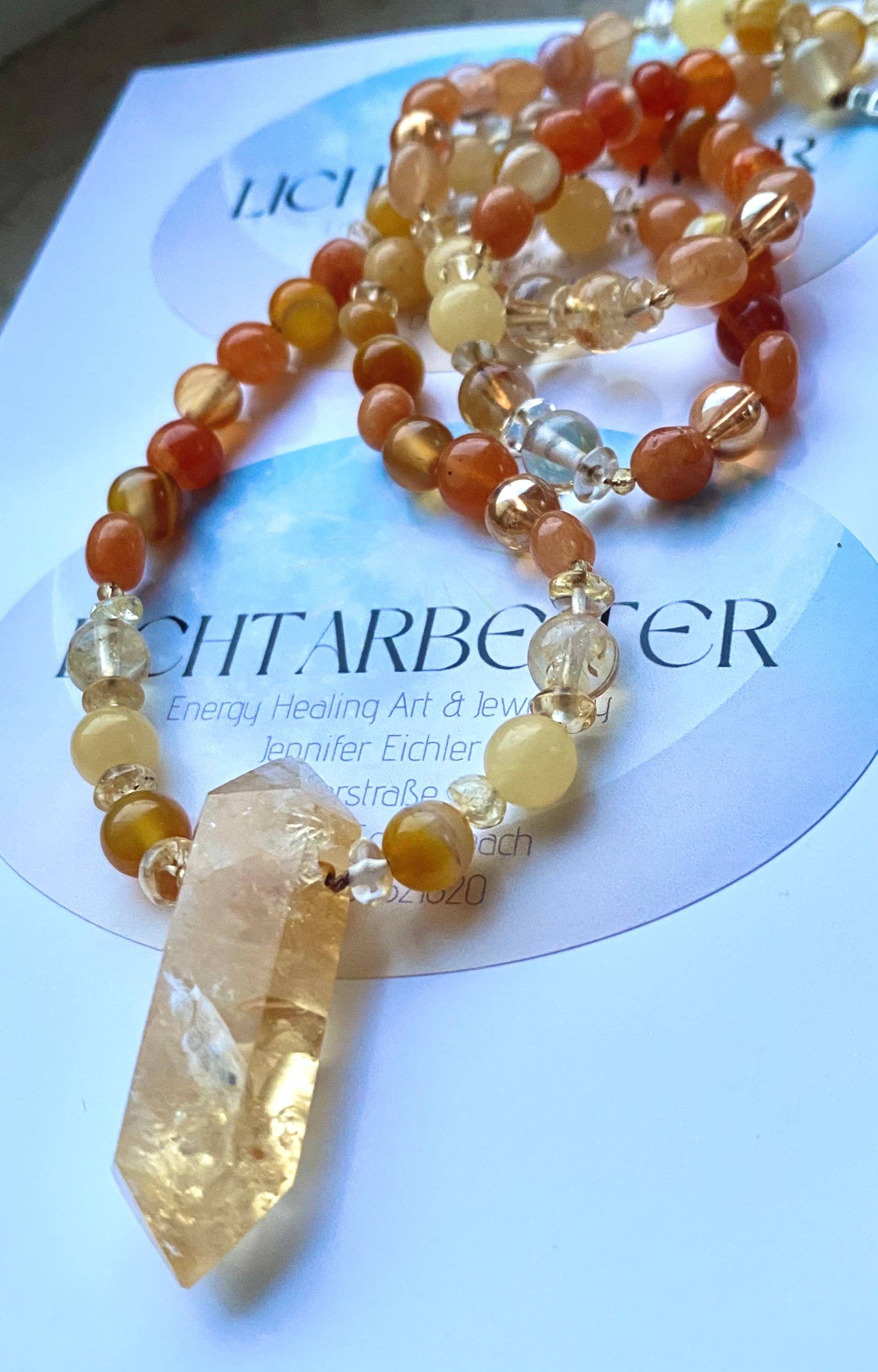 Doppelspitze Citrin Karneol, Calcit, Aventurin, Goldener Amethyst, Bergkristall Mala Heilsteine Solarplexus Chakra Doppelspitze Citrin Karneol, Calcit, Aventurin, Goldener Amethyst, Bergkristall Mala Heilsteine Solarplexus Chakra von LICHTARBEITERbyJenny
