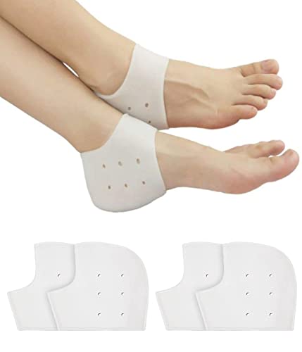 2 Paar Gel Fersenpolster, Ferse Socken für Fersensporn Plantarfasziitis, Fersenschutz Silikon Pads, Heel Protector, für Fersenschmerzen,Trockene Rissige Ferse, für Männer und Frauen von LICHUANUK