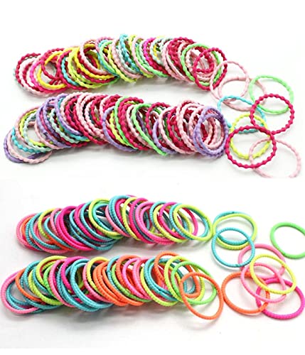 200 Stück Elastisch Haargummis Set, Bunt Elastisch Haargummis, Kinder Baby Haarschmuck, Haarseil Pferdeschwanz Haarband Set für Kleine Mädchen Kinder（2 modèles） von LICHUANUK