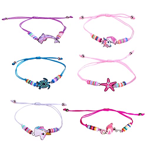 6er-Pack Freundschaftsarmbänder, handgewebt, verstellbar, Einhorn-Armbänder für Kinder, Mädchen, Kinderschmuck, Tierarmbänder für Kindergeburtstagsgeschenke, Geburtstagsfeier von LICHUANUK