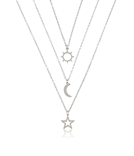 Bester Freund Sonne und Mond und Stern Halskette für Frauen Teens Mädchen Mutter Tochter Halskette, Halsketten Schmuck Geschenk für Damen Mädchen von LICHUANUK