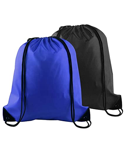 LICHUANUK 2 Stück Sportbeutel Turnbeutel Junge, Turnbeutel, Kordelzug Schwimmtasche Tasche für Sport, Schule, Fitnessstudio, Reisen, Schwimmen und verschiedene andere Aktivitäten(Schwarz Blau) von LICHUANUK