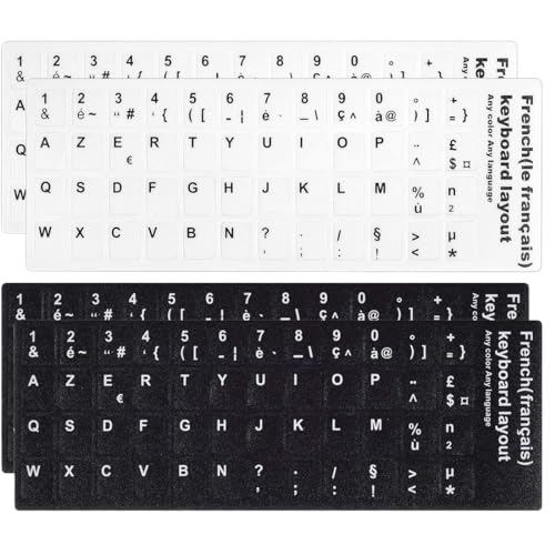 LICHUANUK 4 Stück französische Tastaturaufkleber, französische Tastaturaufkleber (2 schwarz und 2 weiß) von LICHUANUK