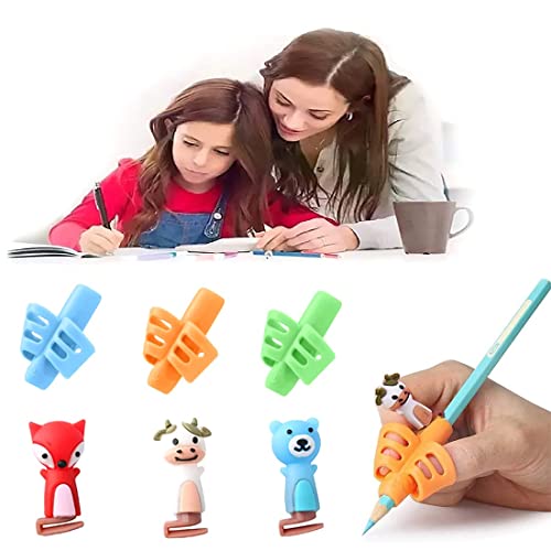 LICHUANUK 6x Schreibhilfe für Stift Kinder - Schreiblernhilfe Grip Schreiblernstift Bleistift Griffe Kinder Stifthalter Bleistifthalter Schreibhilfe Grip Haltung Kind Linkshänder- Rechts von LICHUANUK