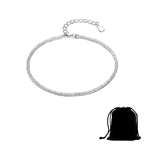 LICHUANUK Armband Damen Verstellbares Armband Sparkling Plain Silber Freundschaftsarmbänder Geschenk S925 Silberschmuck Für Frauen Freundin Ehefrau von LICHUANUK