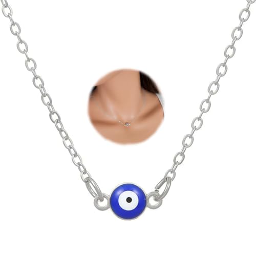 LICHUANUK Bohemia Halskette，Trendy Einfach Blau Böser Blick，für Damen und Mädchen，Anhänger Schlüsselbein Kette Hochzeit Party Schmuck von LICHUANUK