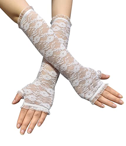 LICHUANUK Brauthandschuhe,Fingerlose Abendhandschuhe, Lange Spitzen Handschuhe,Geeignet für Hochzeitsfeiern, Auftritte, Abschlussbälle usw von LICHUANUK
