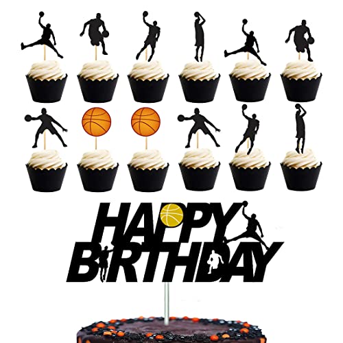 LICHUANUK Cupcake Topper, Cupcake Deko, 13 Stück Handball Cupcake Topper, Geburtstag Tortendeko, Handball Tortenaufsatz, Sport Kuchen Dekoration, für Kinder Baby Party Geburtstag Party von LICHUANUK