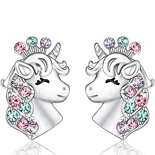 LICHUANUK Einhorn Ohrringe für Mädchen Sterling Silber, Geburtstagsgeschenke für Mädchen Einhorn Schmuck, Geburtstagsgeschenke für Mädchen von LICHUANUK