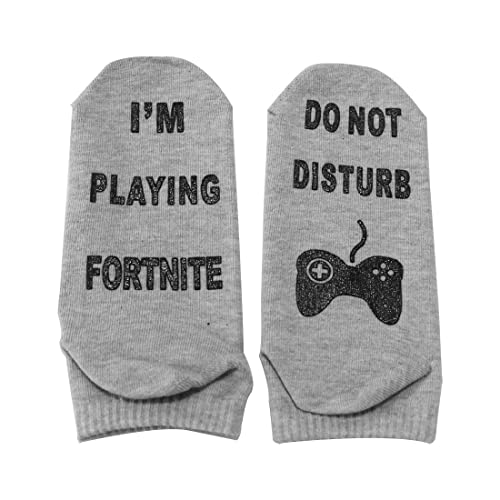 LICHUANUK Lustige Socken, Geschenke für Herren, Sohn und Papa, I'm PLAYING FORTNITE,Lustige Geschenk,Grau von LICHUANUK