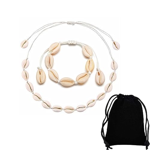 Muschelkette Muschelarmband Muschelkette Damen Verstellbares Muschelarmband Muschel SchlüSselbein Halskette FüR Frauen Strandschmuck von LICHUANUK