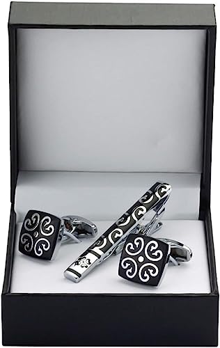 LICHWEST Krawattennadel Manschettenknöpfe Krawattenklammer for Krawattennadel for Herrengeschenk, Schwarze Wolke, Krawattenklammern, Manschettenknöpfe, Krawattenklammer-Set (Farbe: 2) (Color : 3) von LICHWEST