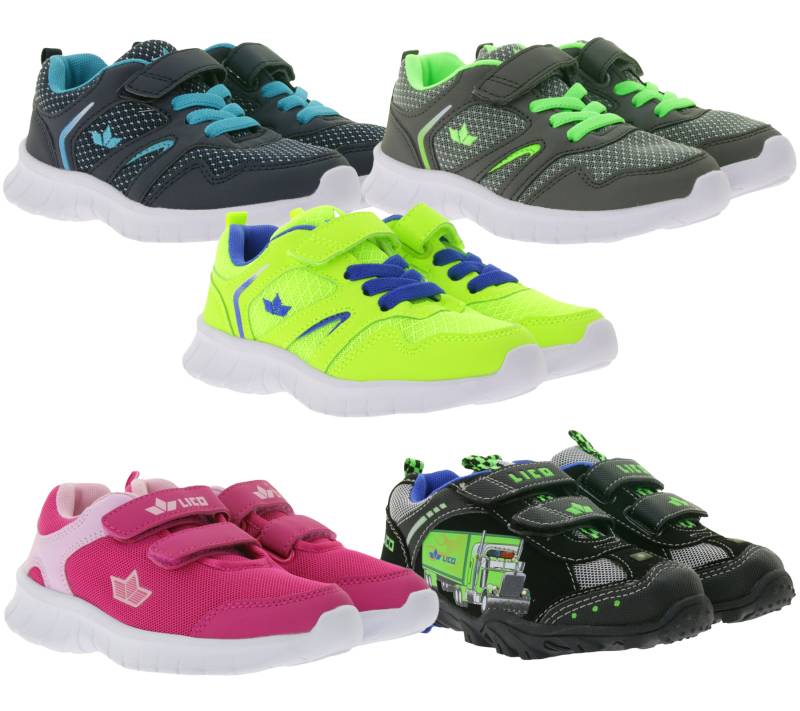 LICO Kinder Sneaker Turnschuhe für Mädchen oder Jungen Freizeit-Schuhe Skip VS in Blau, Grau oder Gelb Truck V Blinky in Schwarz/Bunt oder Mucki V in Pink/Rosa von LICO