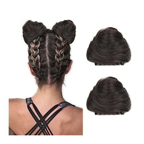 Haarknoten 2 Stück Donut-Chignon-Kunsthaarteile, Dutt-Verlängerung, Mini-Klauen-Clip in unordentlicher Haar-Dutt-Verlängerung, Perücke, Zubehör for Frauen und Mädchen, Katzenohren-Haar Bündel aus Echt von LICONG-2020
