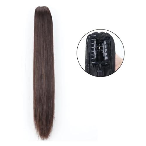 Haarverlängerungen Pferdeschwanz, Long Ponytail Extension, 24" Straight Claw Clip Ponytail Hair Extensions Natural Looking Heat Resistant Synthetic Ponytail Hairpiece for Women,Natürliches synthetisc von LICONG-2020