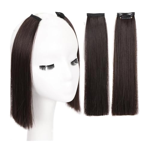 Pony-Haarspange, 2-teiliges Clip-in-Pony-Synthese-Perücke-Set mit seitlichem Pony, lange Bügel, Pony-Haarspange mit Fransen-Pony und Bügeln, Acht-Charakter-Bart-Pony-Haar,Falscher Pony für Frauen und von LICONG-2020