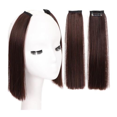 Pony-Haarspange, 2-teiliges Clip-in-Pony-Synthese-Perücke-Set mit seitlichem Pony, lange Bügel, Pony-Haarspange mit Fransen-Pony und Bügeln, Acht-Charakter-Bart-Pony-Haar,Falscher Pony für Frauen und von LICONG-2020