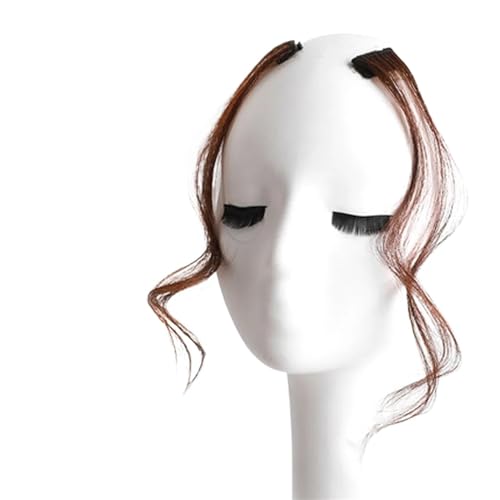 Pony-Haarspange, 2-teiliges Set mit langen, seitlichen Air Bangs, gewellten, lockigen Clip-in-Pony-Haarteilen for Frauen, vorderer, seitlicher Pony for den täglichen Gebrauch,Falscher Pony für Frauen von LICONG-2020