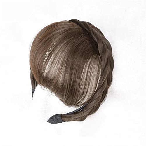 Pony-Haarspange, Bang-Haarbänder, vorderes Haar, Pony, Fransen, Haarverlängerungen, synthetische künstliche Pony-Haare, ordentliche Fransen-Ponys mit zweireihigen Zöpfen, Stirnband for Frauen und Mädc von LICONG-2020