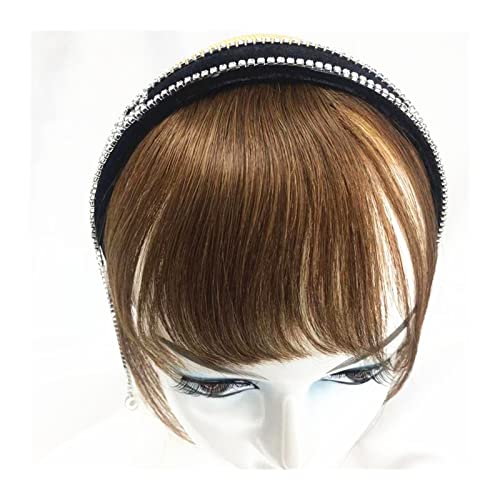 Pony-Haarspange, Bangs Hair Echthaar-Pony, ordentliche Fransen-Haarverlängerungen mit Stirnband for Mädchen und Frauen, stumpfe Pony-Haarverlängerungen, Haarteile, nicht remy-brasilianisches Haar,Fal von LICONG-2020